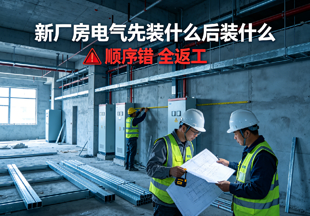 新厂房电气先装什么后装什么？施工顺序错，前期投入全白搭